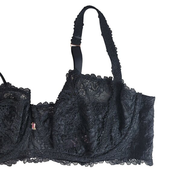 Savage X Fenty Underwire Bra Black 44G Sheer Lace Adj Unpadded Full Coverage - Picture 2 of 11